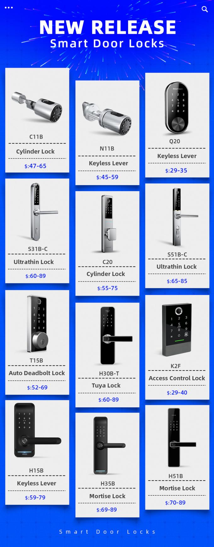 Ttlock App Wifi Smart Handle รหัสผ่านล็อคประตูด้วยแบตเตอรี่ 6V 6